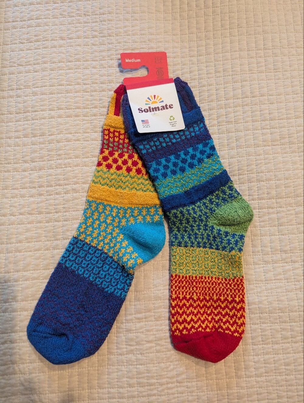 SOLMATE Multicolor Patterned Crew Socks Medium
